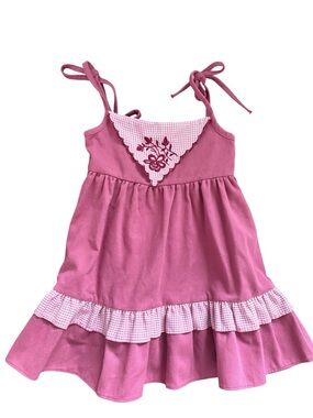 VTG girls country prairie dress size 4 tie straps